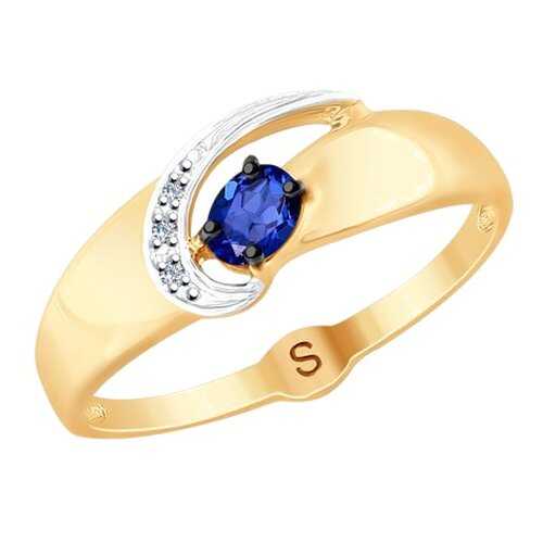 Кольцо женское SOKOLOV из золота с бриллиантами и синим корундом 6012111 р.18 в COLINS