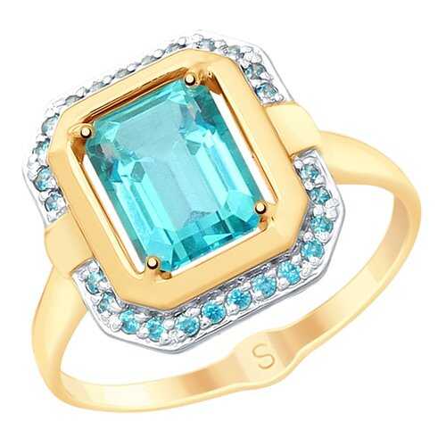 Кольцо женское SOKOLOV из золота с топазами Swarovski и фианитами 715352 р.18.5 в COLINS