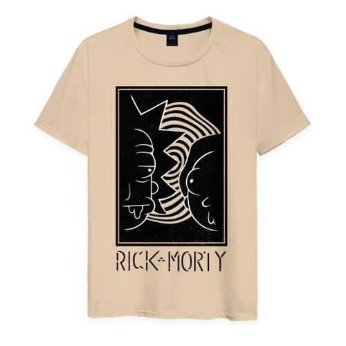 Футболка мужская ВсеМайки Rick and Morty black and white бежевая 4XL в COLINS